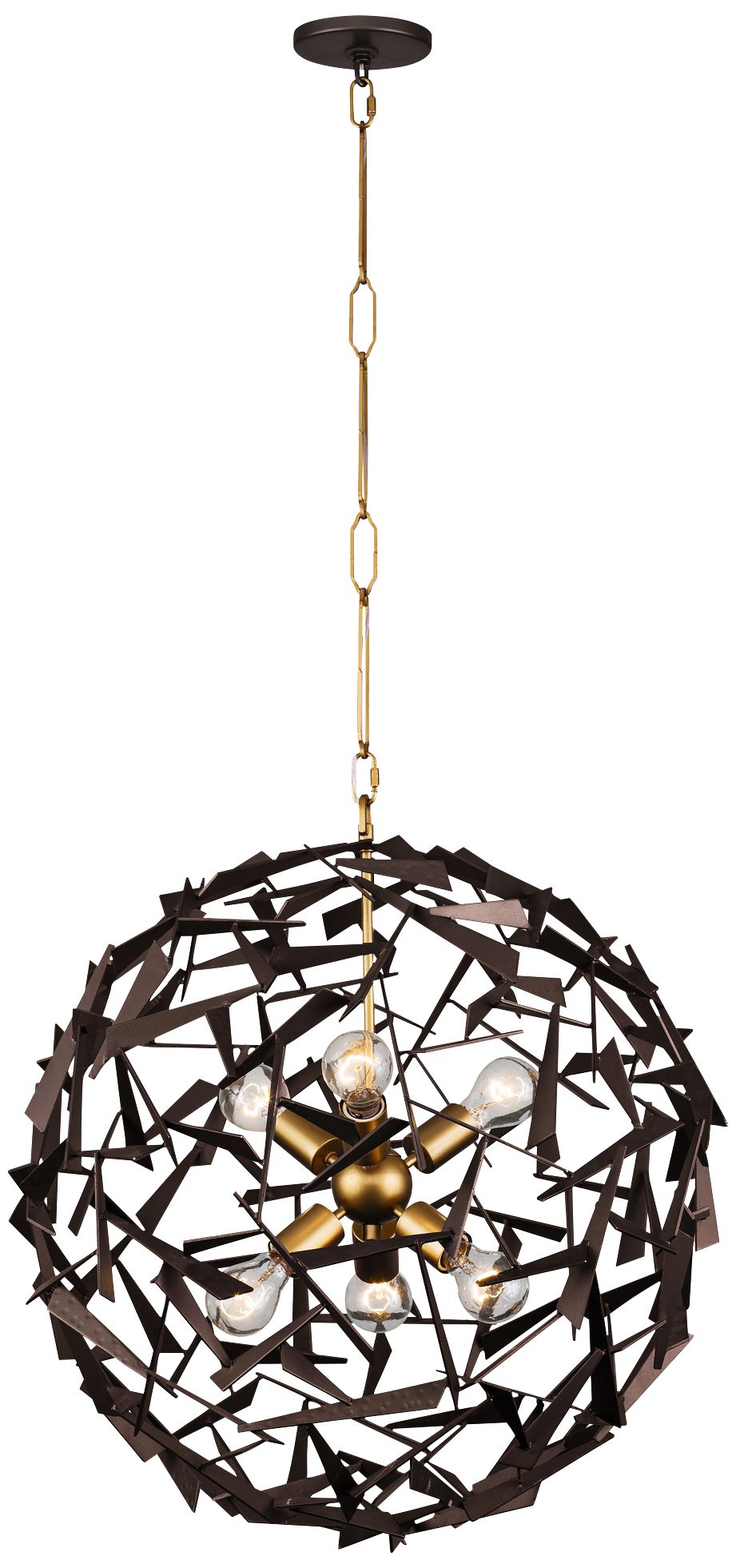 Bermuda 24"W Antique Gold and Rustic Bronze 6-Light Pendant