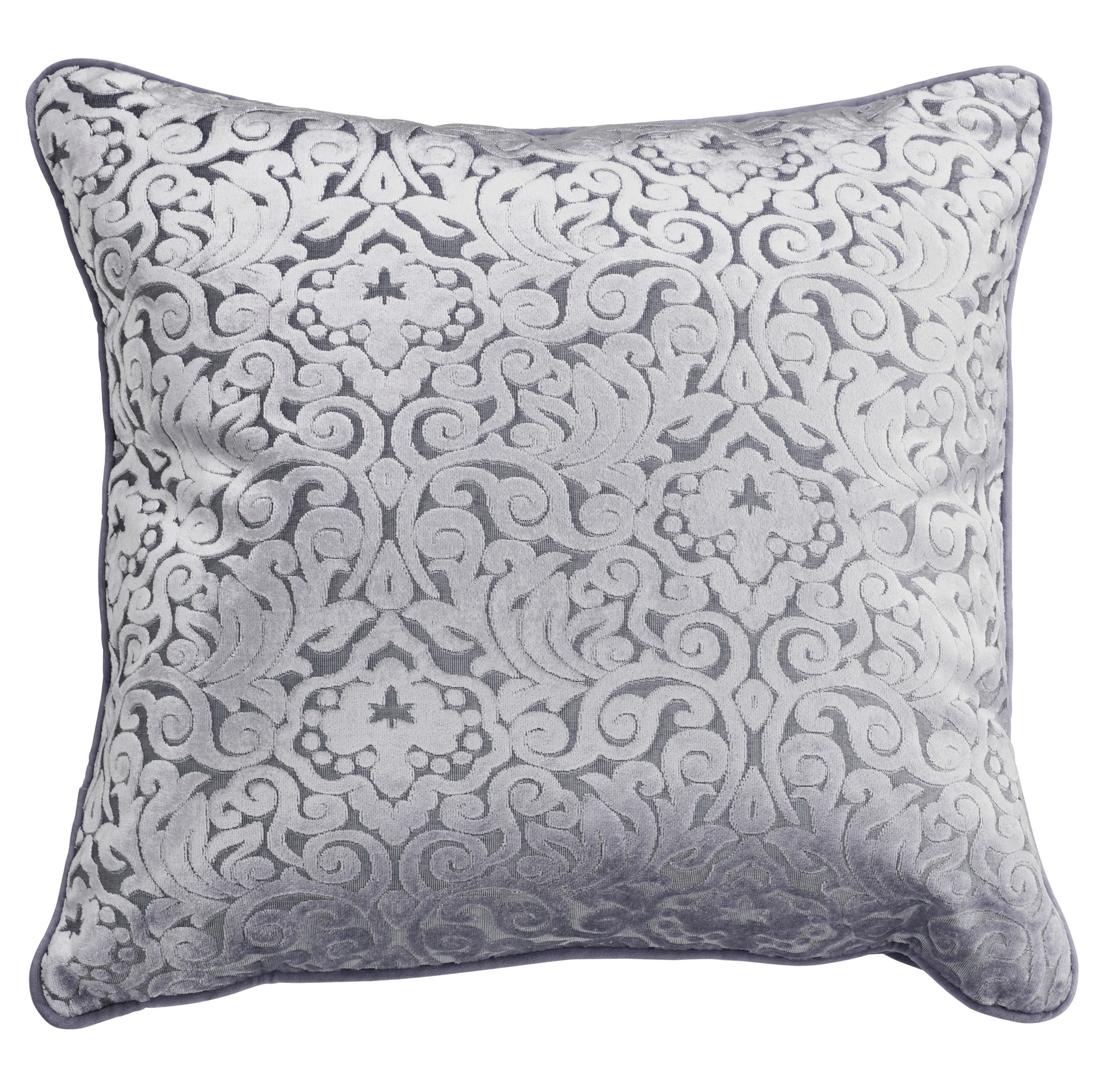 Pewter Gray Cut Velvet 20" Square Throw Pillow 45C61 Lamps Plus