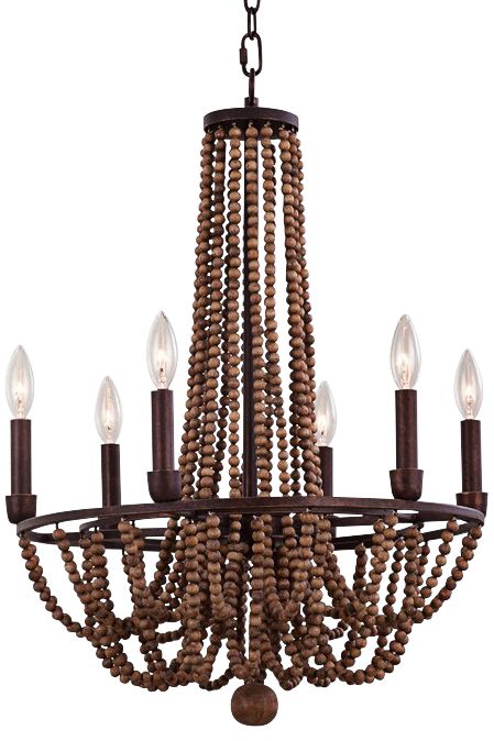 Beechwood 20" Wide Royal Mahogany 6-Light Chandelier