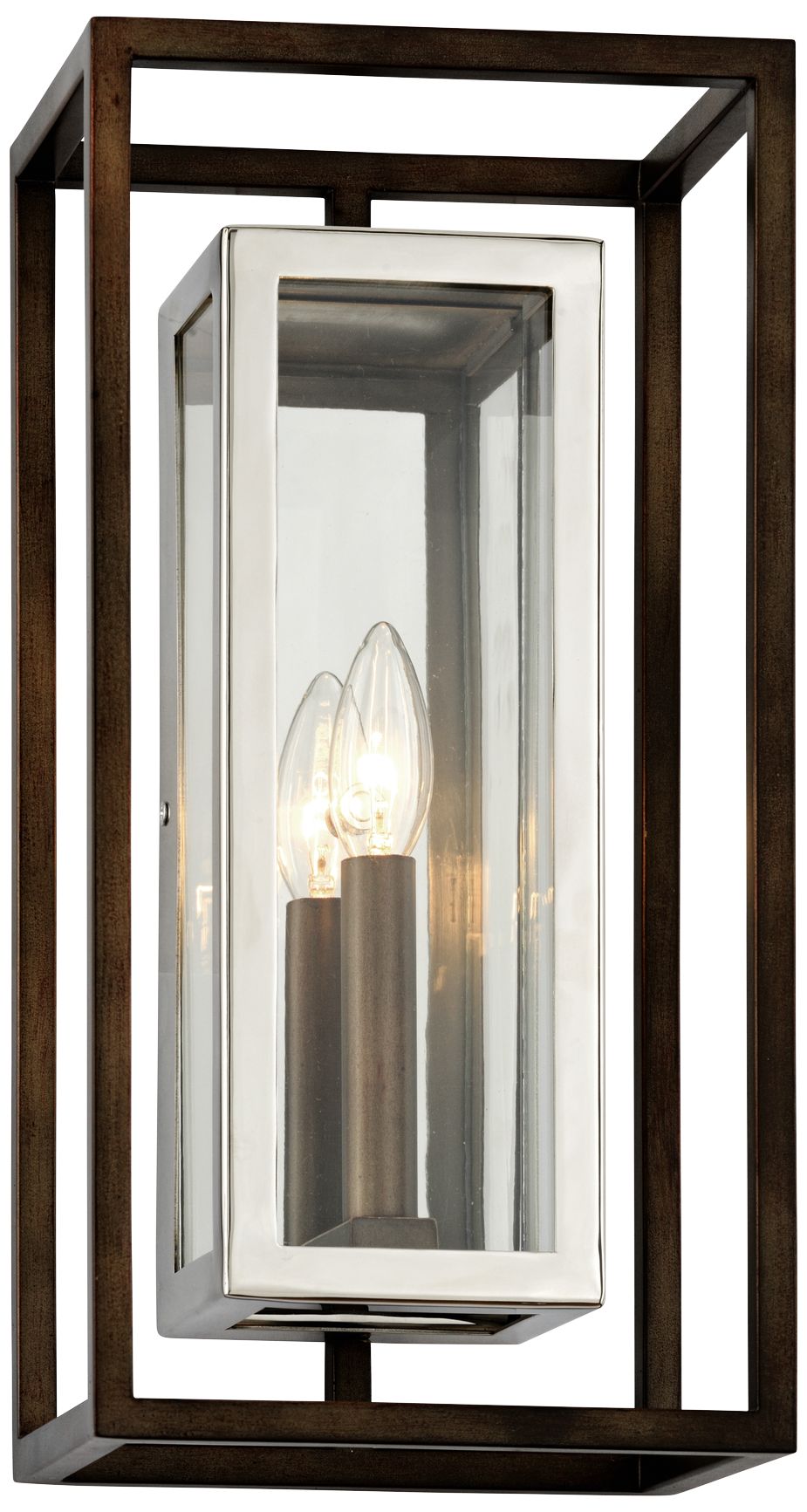 Morgan 15"H Bronze and Polished Stainless Outdoor Wall Light