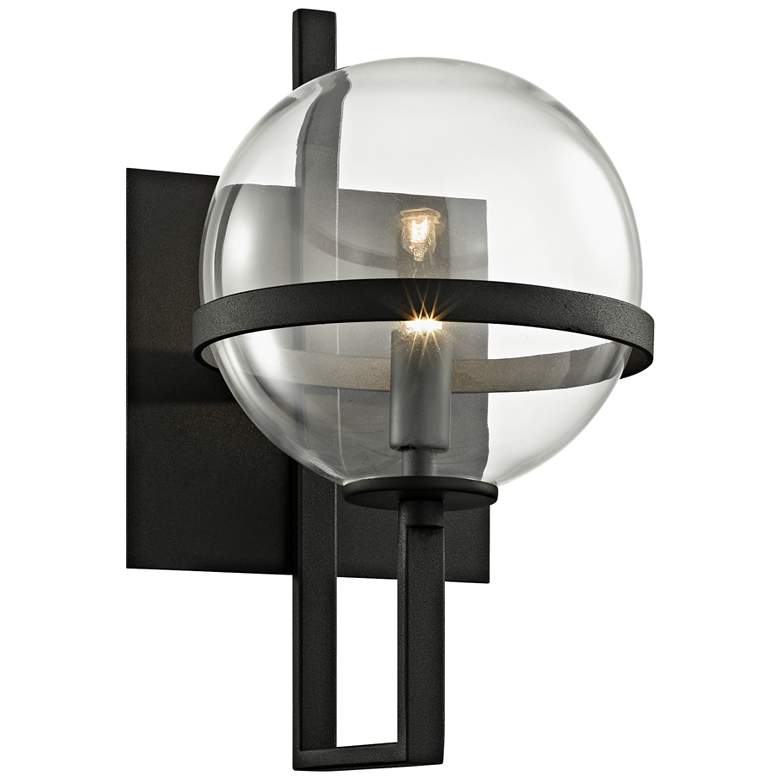 Elliot 11 1/2&quot; High Textured Black Glass Orb Wall Sconce