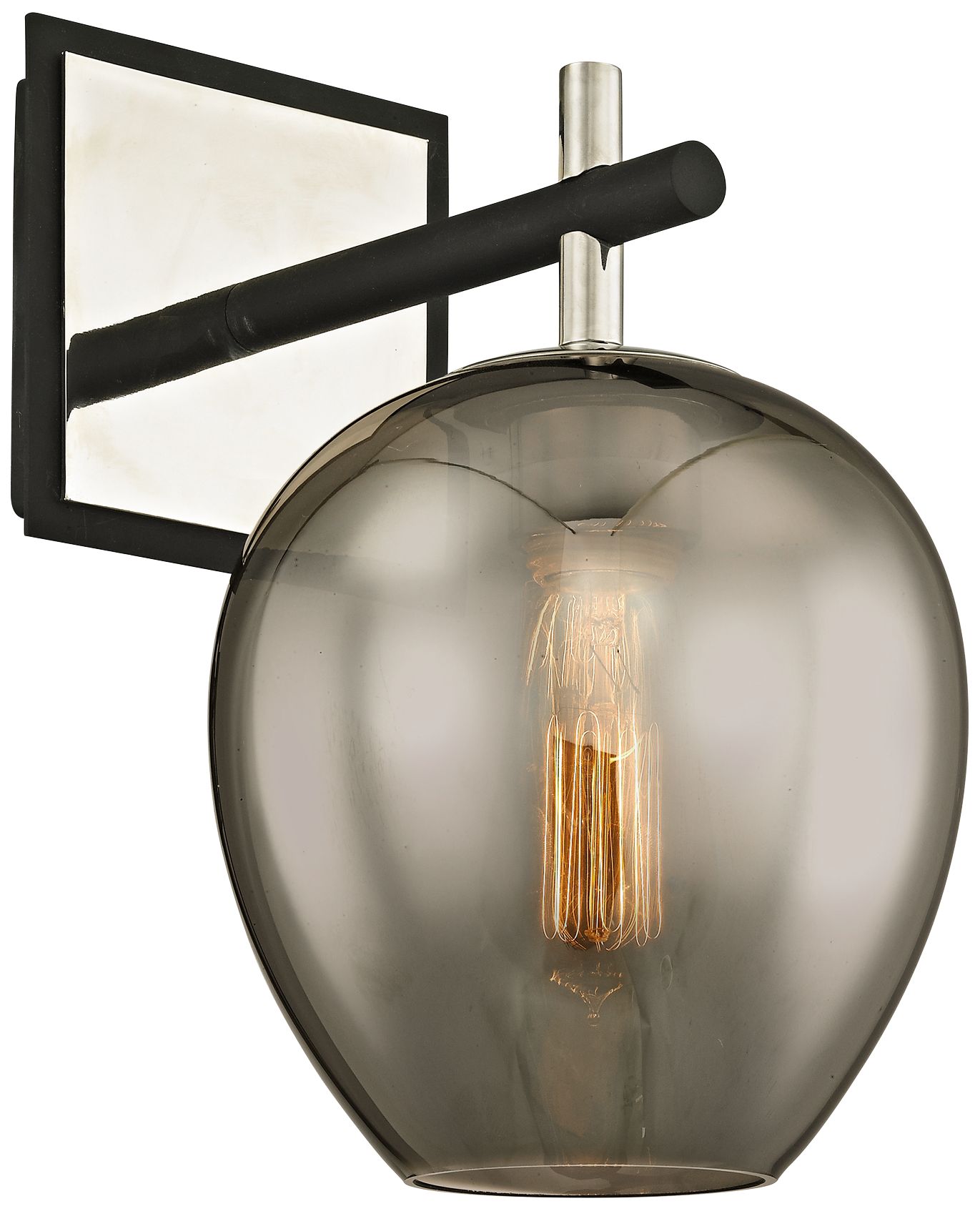 Iliad 12 1/2"H Carbide Black and Polished Nickel Wall Sconce