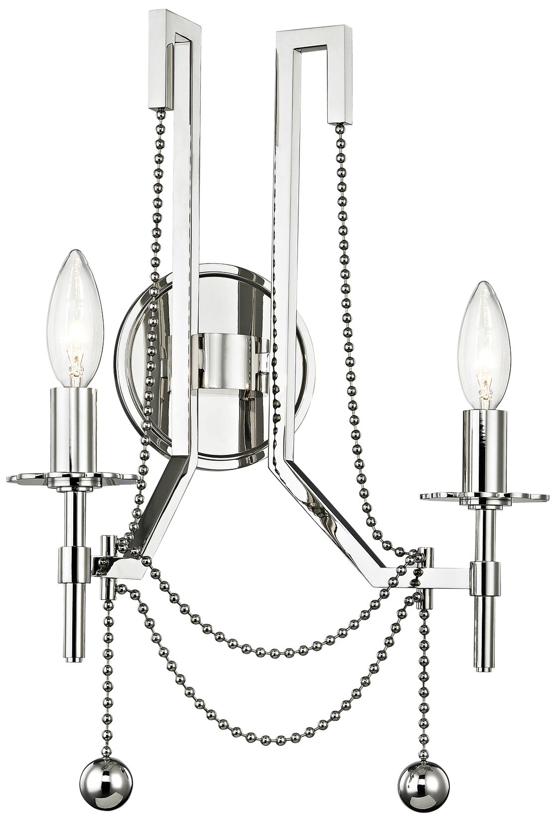 Zariah 18 1/4" High Polished Nickel 2-Light Wall Sconce