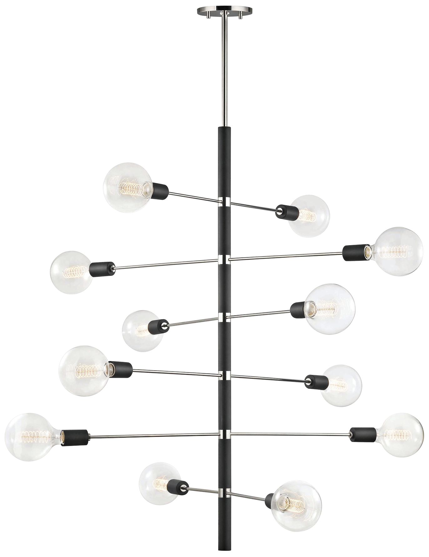 Astrid 36"W Polished Nickel and Black 12-Light Chandelier