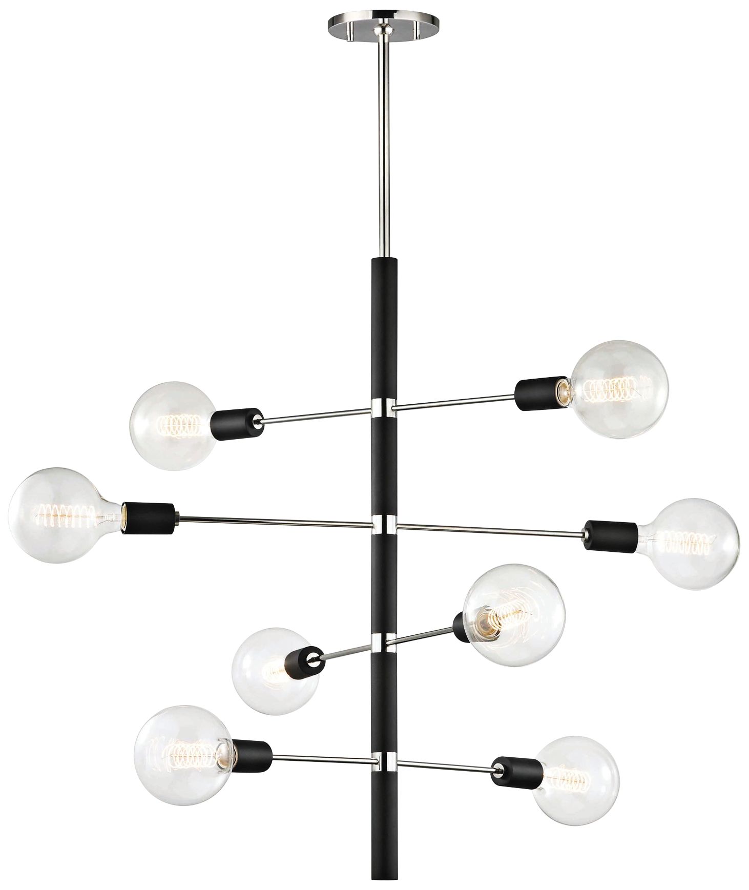 Astrid 28" Wide Polished Nickel and Black 8-Light Chandelier