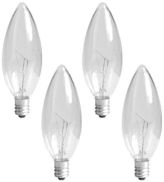 40 Watt Bluntâ€“Tip Candelabra Base Light Bulbs Pack of 4