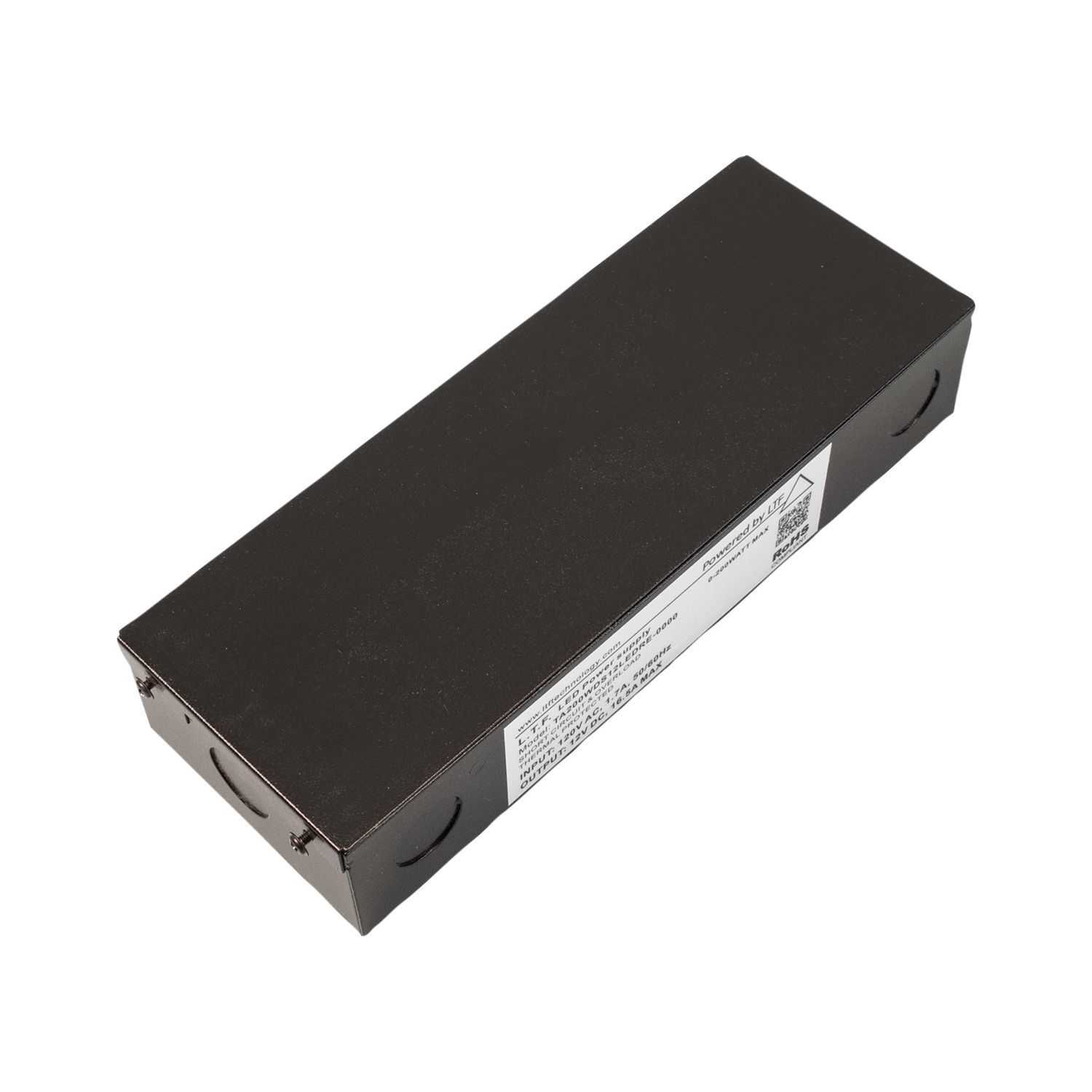 SlimEdge 3.5" Wide Black 12VDC 200W LED Dimmable Power Supply