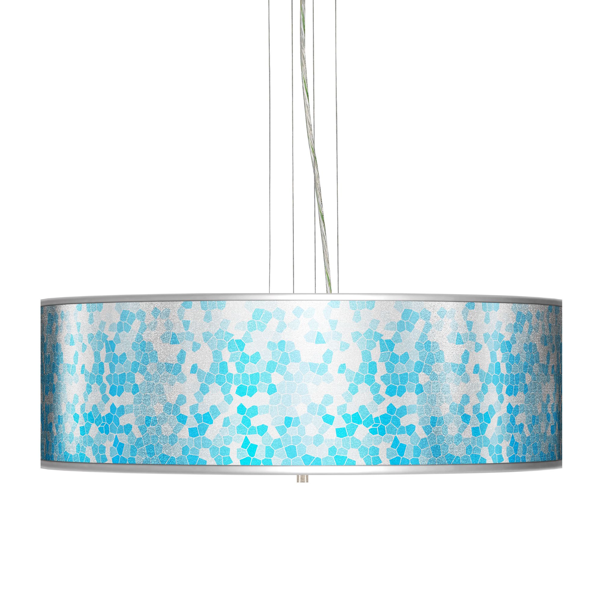 Mosaic Silver Metallic Giclee 24" Wide 4-Light Pendant Chandelier