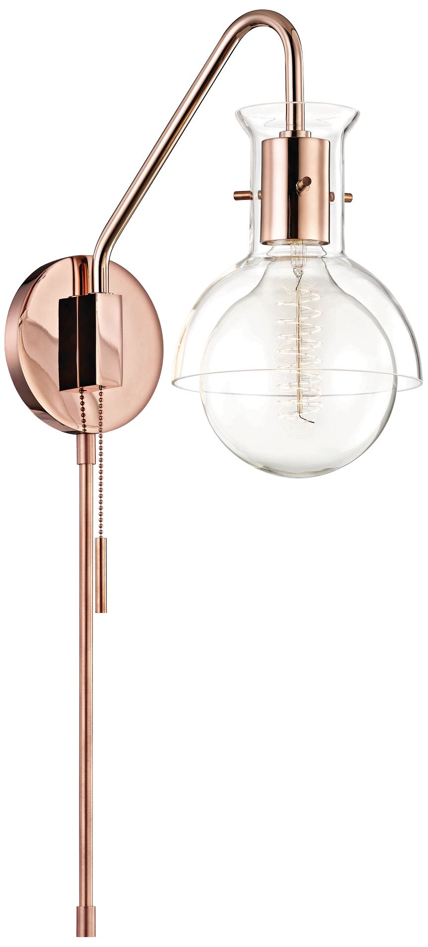 Mitzi Riley Polished Copper Clear Glass Swing Arm Wall Lamp