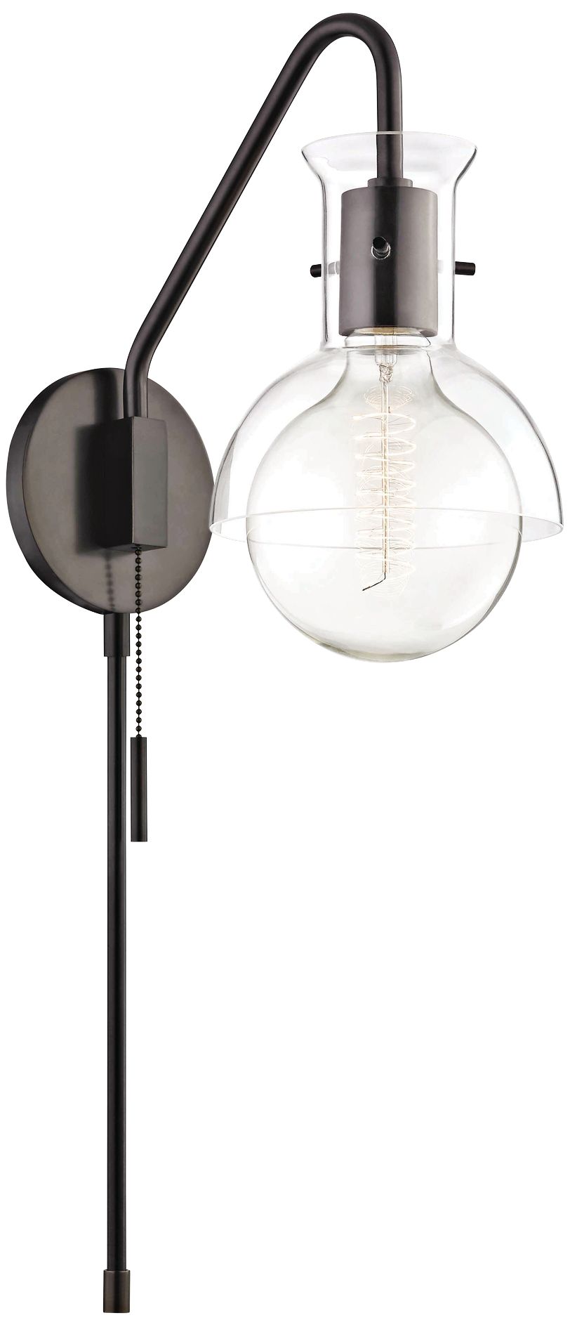 Mitzi Riley Old Bronze and Clear Glass Swing Arm Wall Lamp