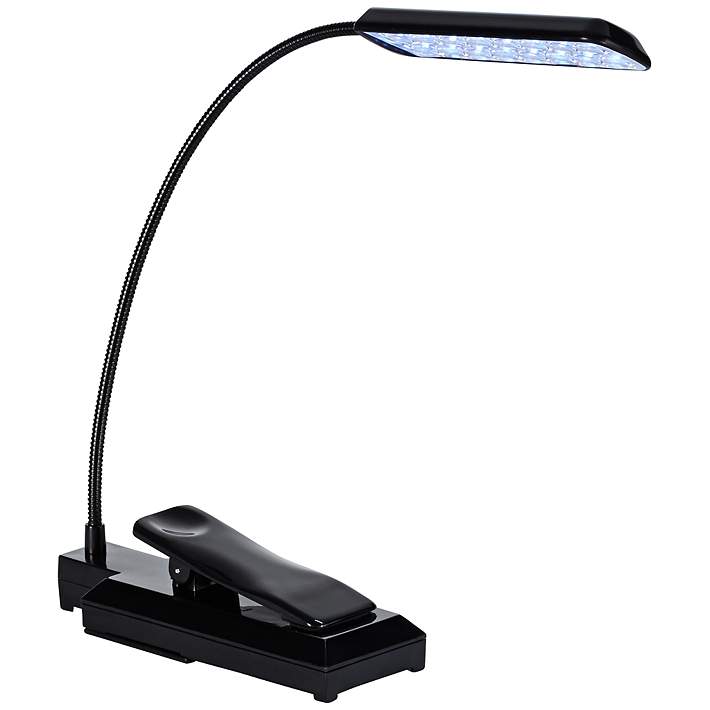 Black Led Battery Powered Clip On Gooseneck Book Light