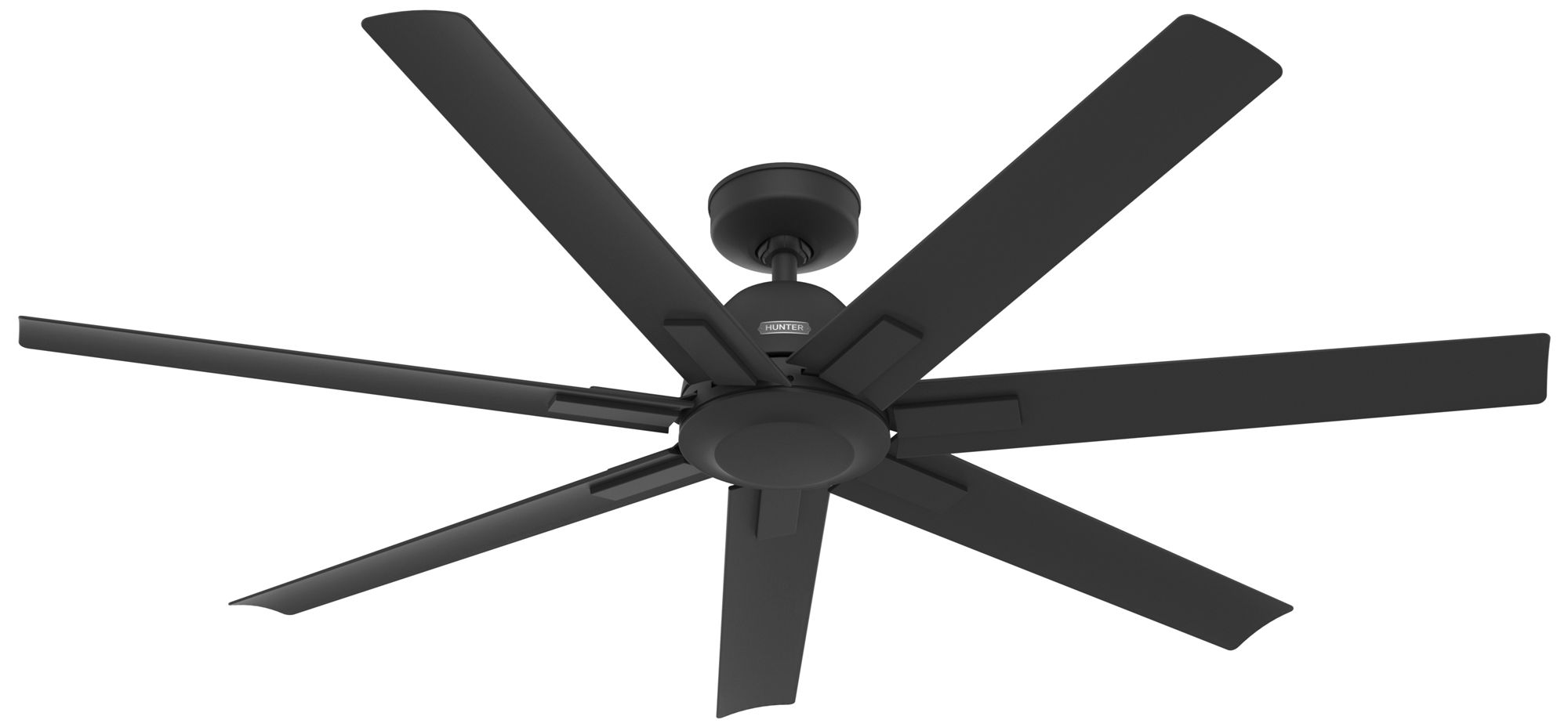 60" Hunter Downtown Matte Black Damp Ceiling Fan with Wall Control
