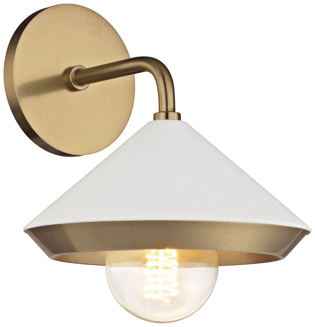 Mitzi Marnie 10" High Aged Brass and White Wall Sconce