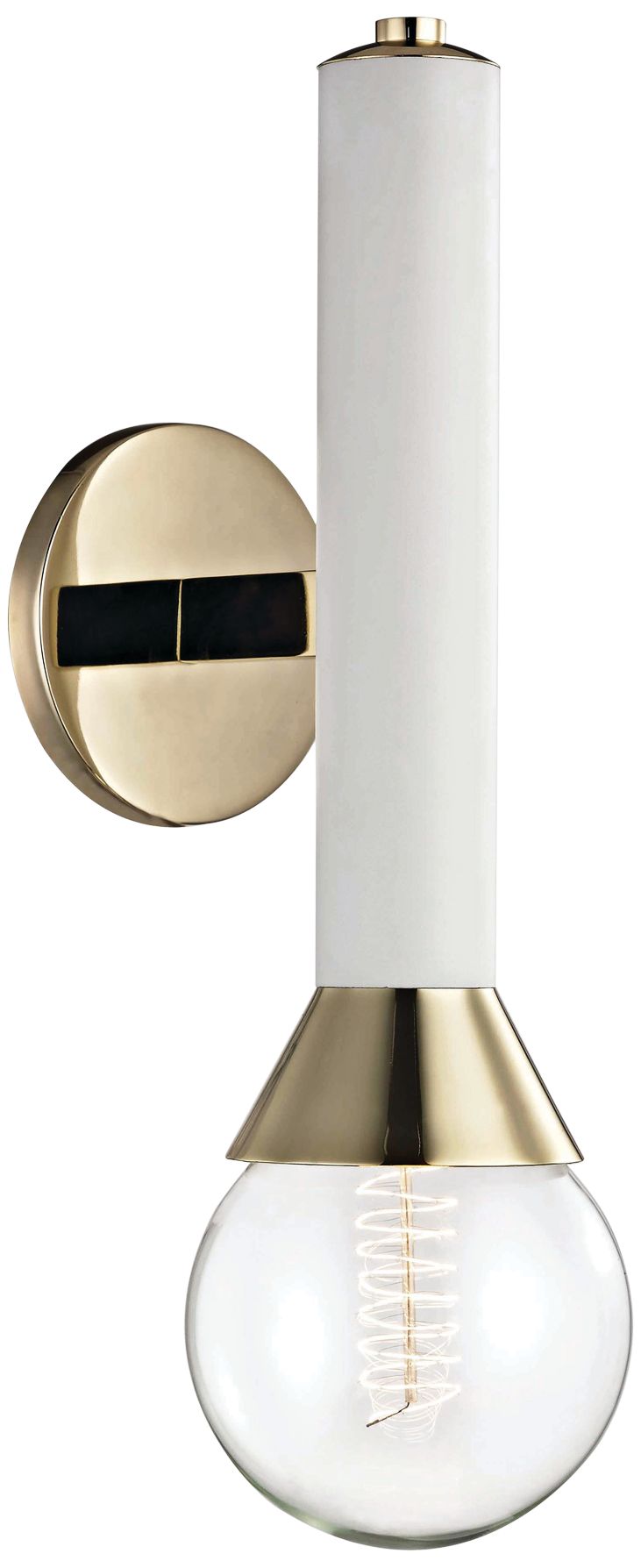 Mitzi Via 17 1/2"H Polished Brass and White Wall Sconce