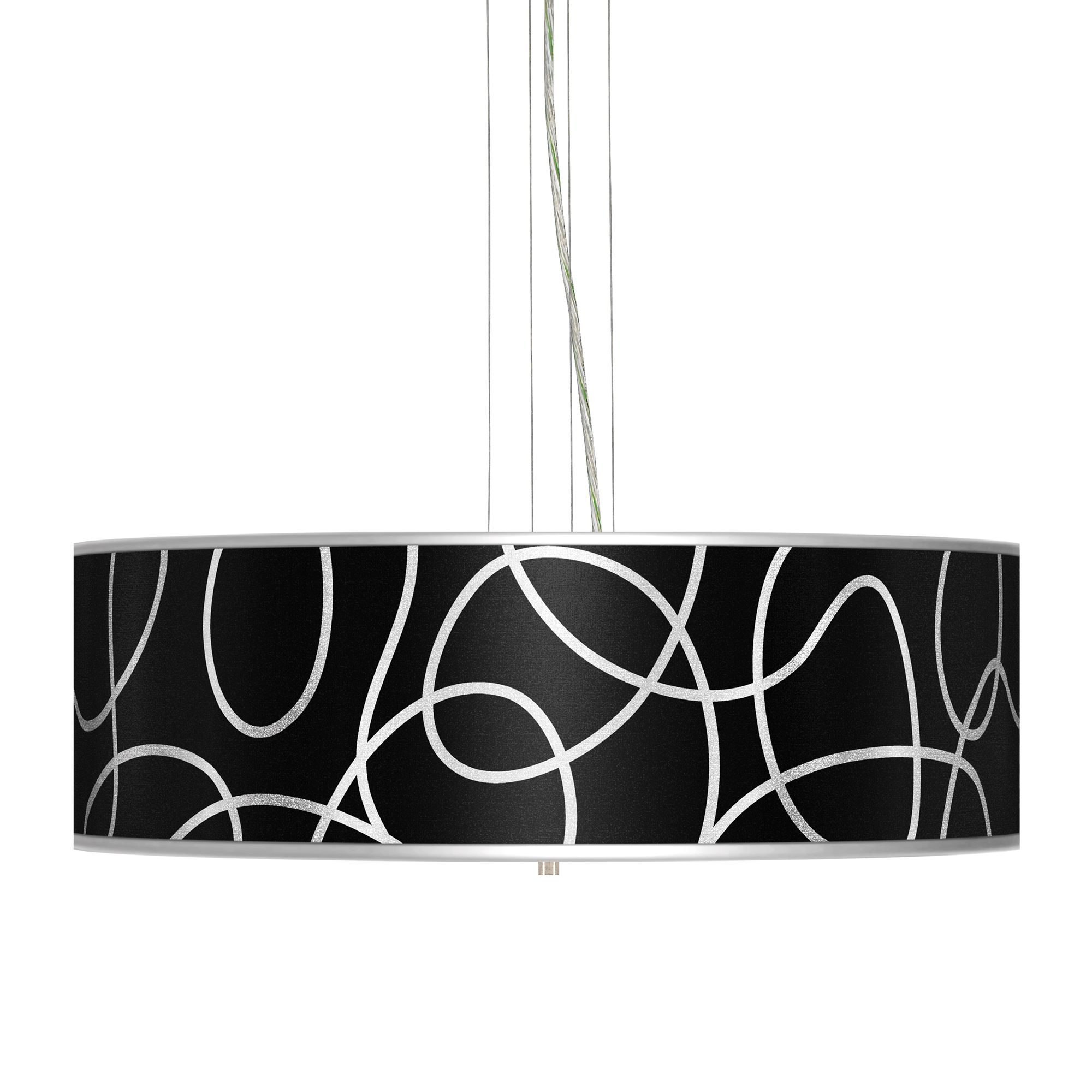 Abstract Silver Metallic 24" Wide 4-Light Pendant Chandelier