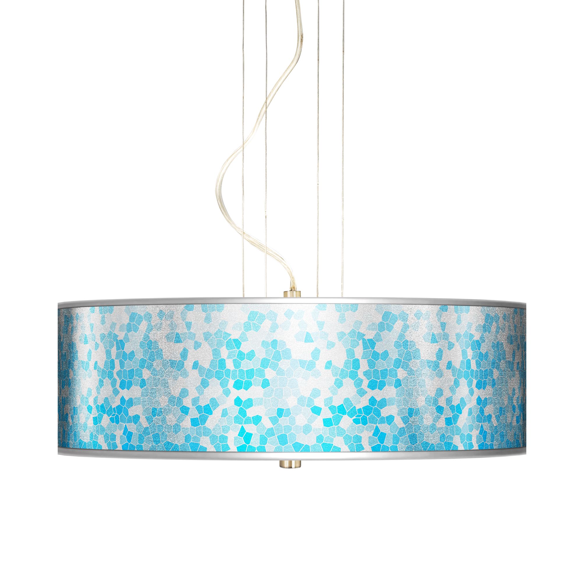 Mosaic Silver Metallic 20" W 3-Light Pendant Chandelier