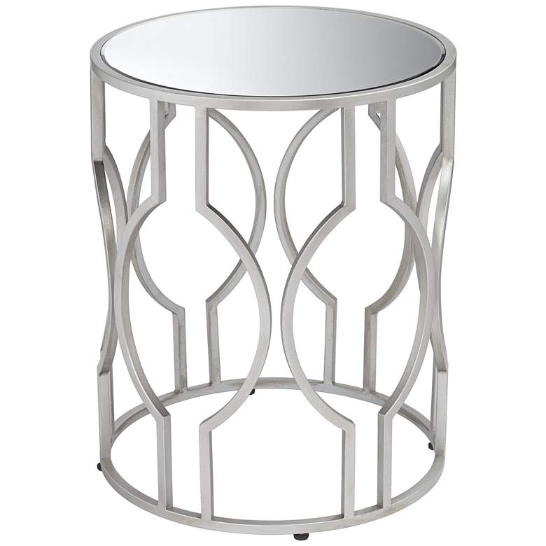 Image 2 Fara 20" Wide Silver and Mirrored Top Round End Table