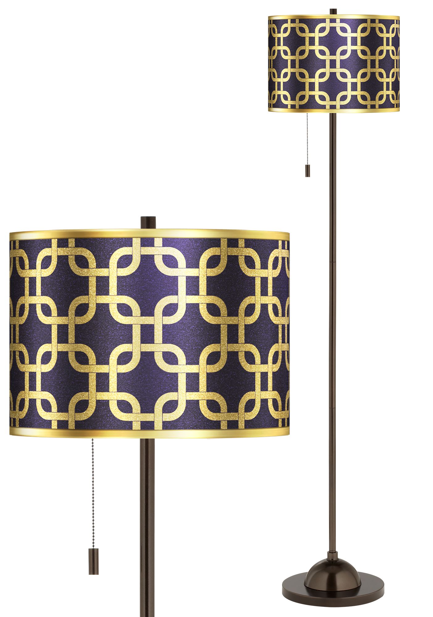 Lattice Gold Metallic Giclee Glow Bronze Club Floor Lamp