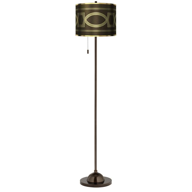 Image 2 Concave Gold Metallic Giclee Glow Bronze Club Floor Lamp