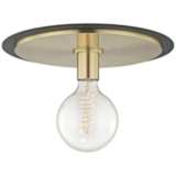 Mitzi Milo 14&quot; Wide Aged Brass and Black Ceiling Light
