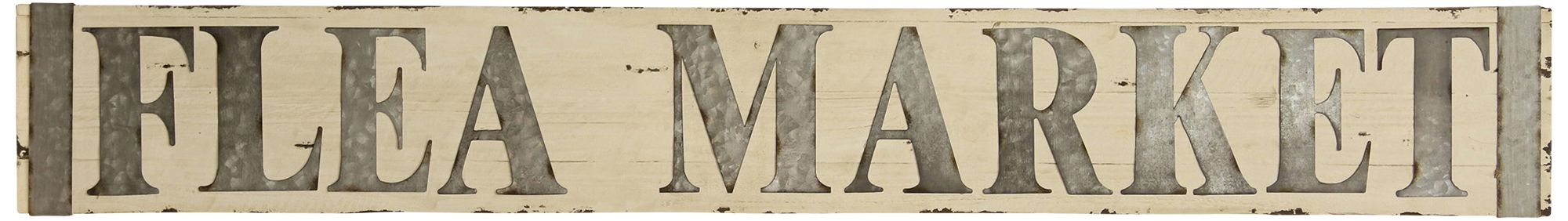 Flea Market 58" Wide Metal and Wooden Wall Signage