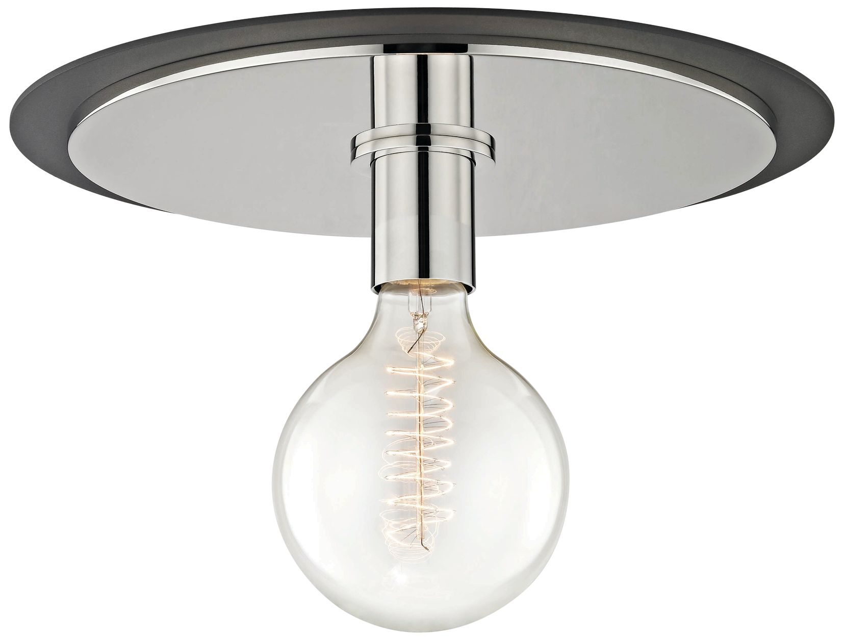 Mitzi Milo 14" Wide Polished Nickel and Black Ceiling Light