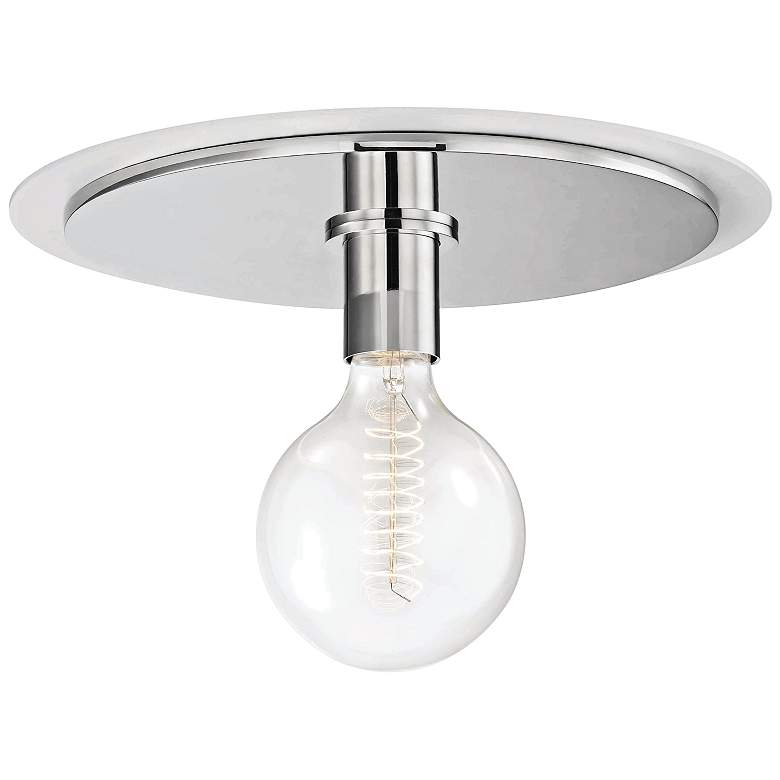 Image 2 Mitzi Milo 14" Wide Polished Nickel and White Ceiling Light