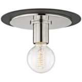 Mitzi Milo 9&quot; Wide Polished Nickel and Black Ceiling Light