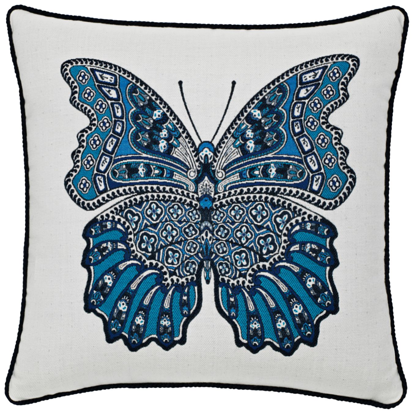 Mariposa Azure Corded 20" Square Indoor-Outdoor Pillow