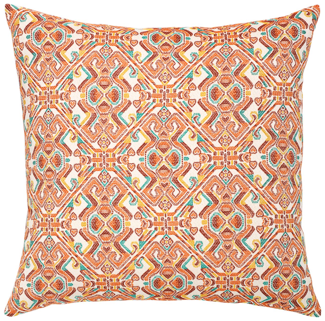 Lindos Orange 20" Square Indoor-Outdoor Decorative Pillow