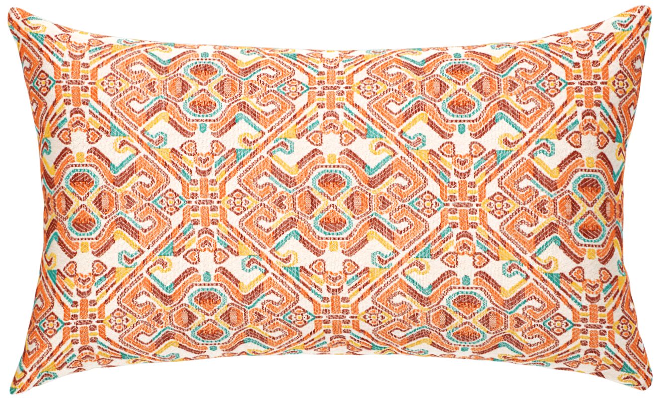 Lindos Orange 20" x 12" Lumbar Indoor-Outdoor Pillow
