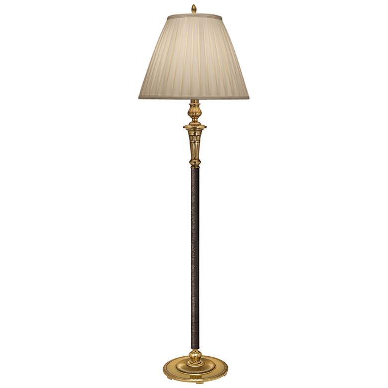 Image 2 Stiffel Camille Burnished Brass and Faux Black Leather Floor Lamp