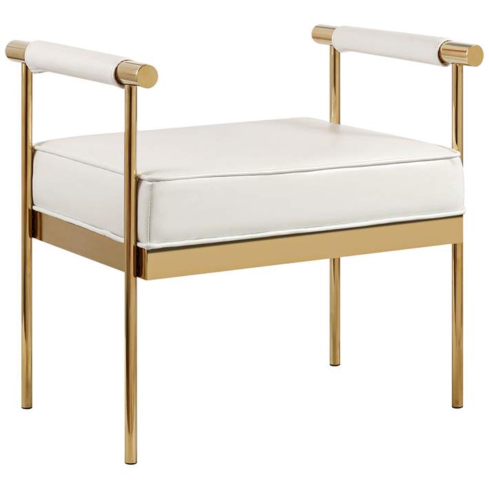 Diva White Faux Leather Bench 46m47 Lamps Plus