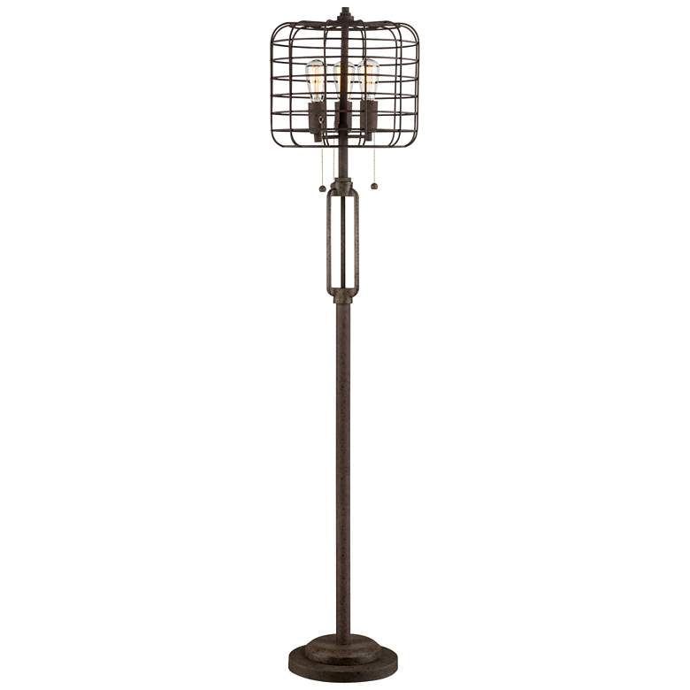 Image 2 Industrial Cage Bronze Floor Lamp with ST21 LED Bulbs