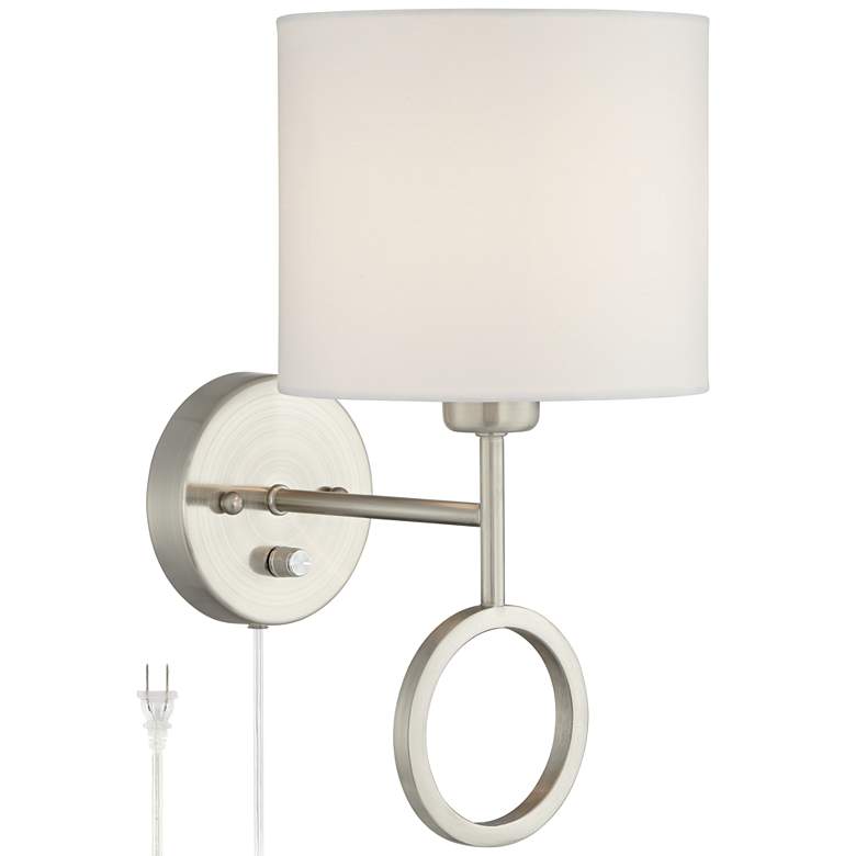 Amidon Brushed Nickel Drop Ring Plug-In Wall Lamp
