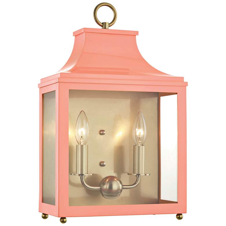 Mitzi Leigh 18 1/2&quot;H Aged Brass and Pink 2-Light Wall Sconce