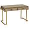 Wheaton 49 1/2" Wide Gold and Wood Glam Modern Writing Desk