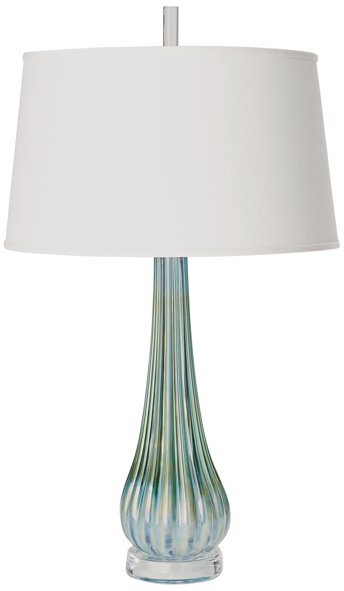 Irys Blue Ribbed Glass Table Lamp