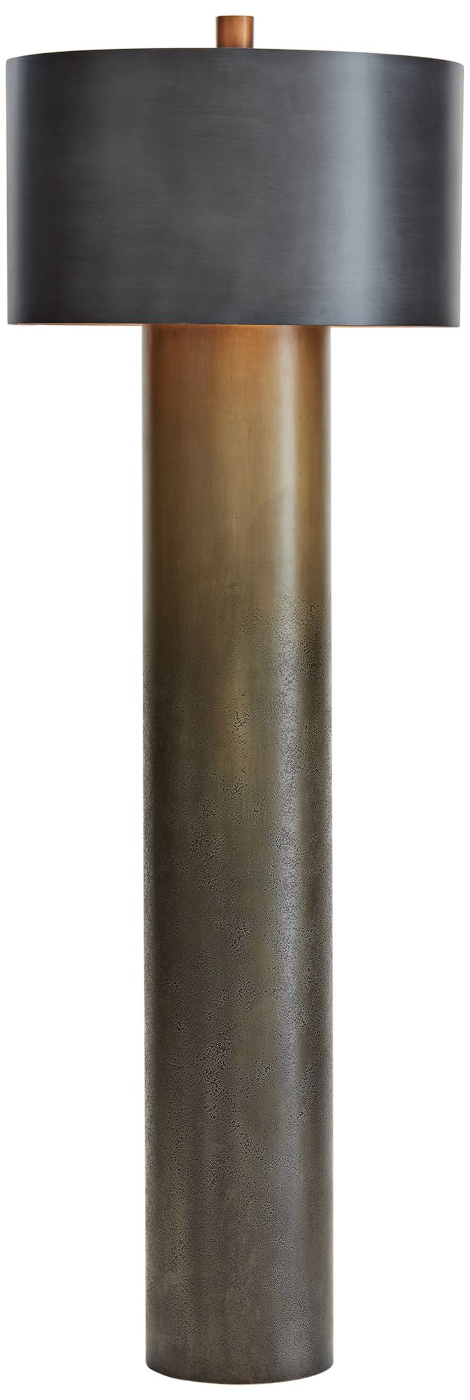Tortoise Ombre Brass and Bronze Drum Floor Lamp