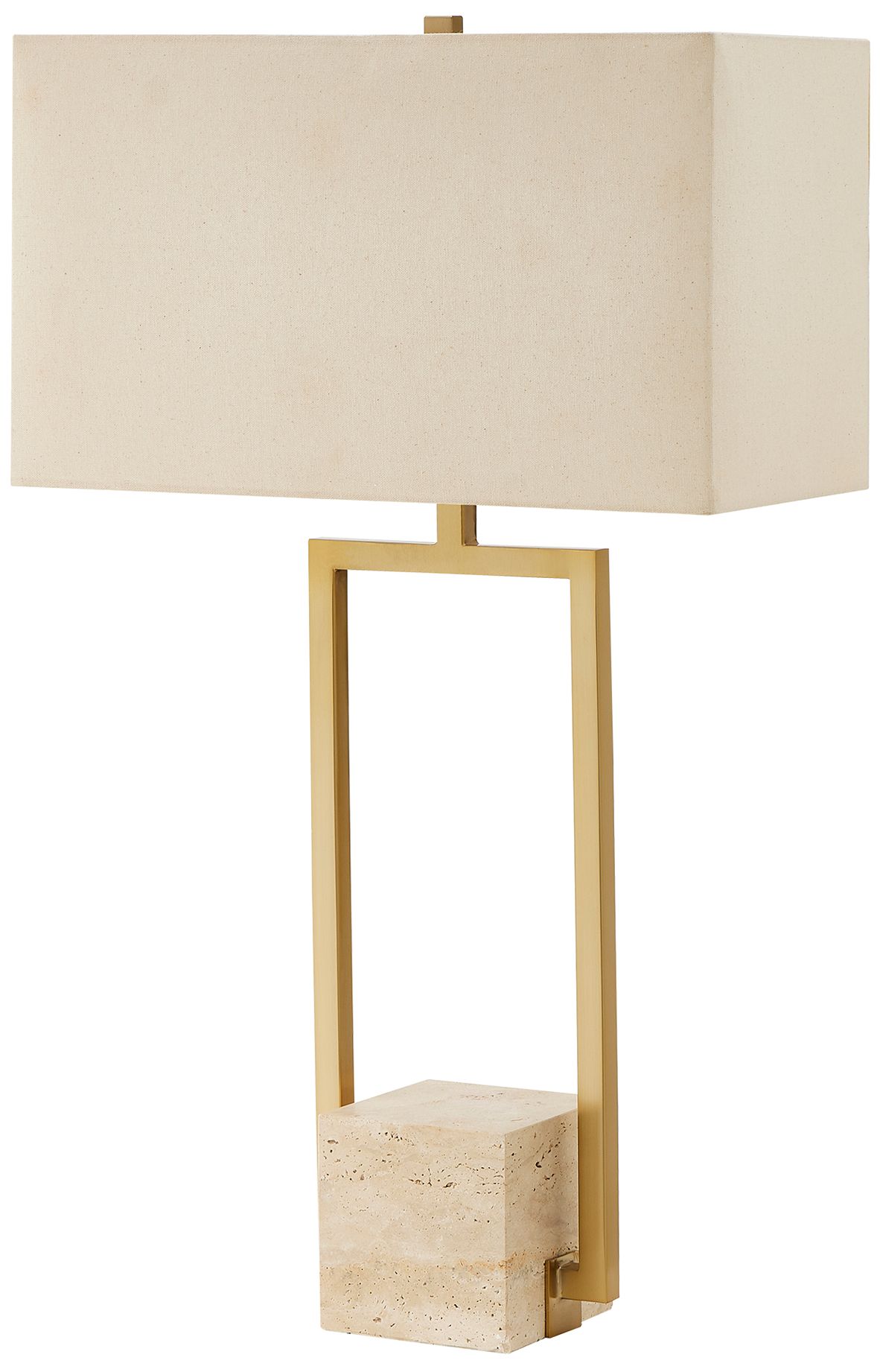 Uttermost Warrick 31 1/2" High Brass Metal And Travertine Table Lamp