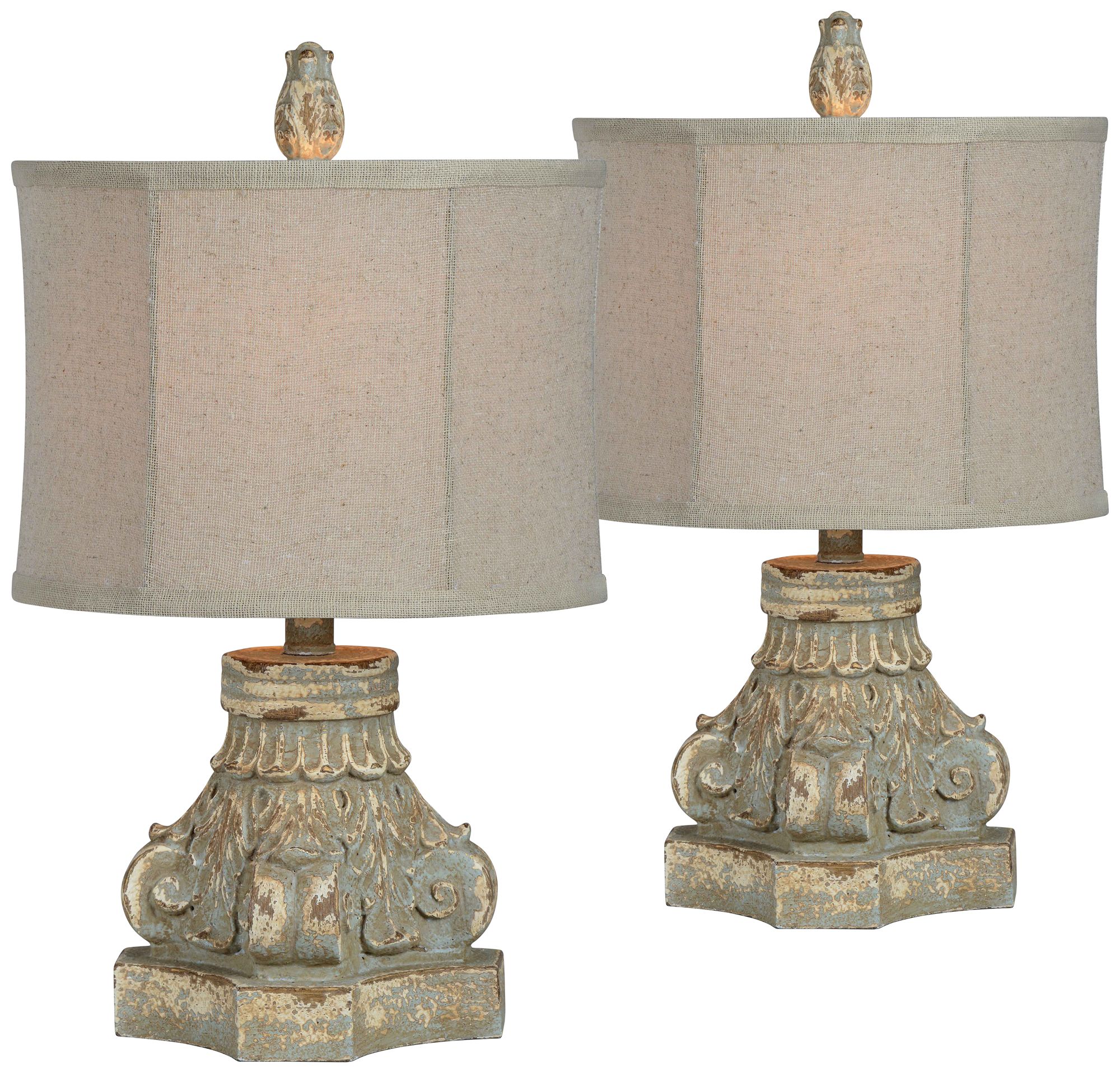 Forty West Roma Distressed Blue Accent Table Lamps Set of 2