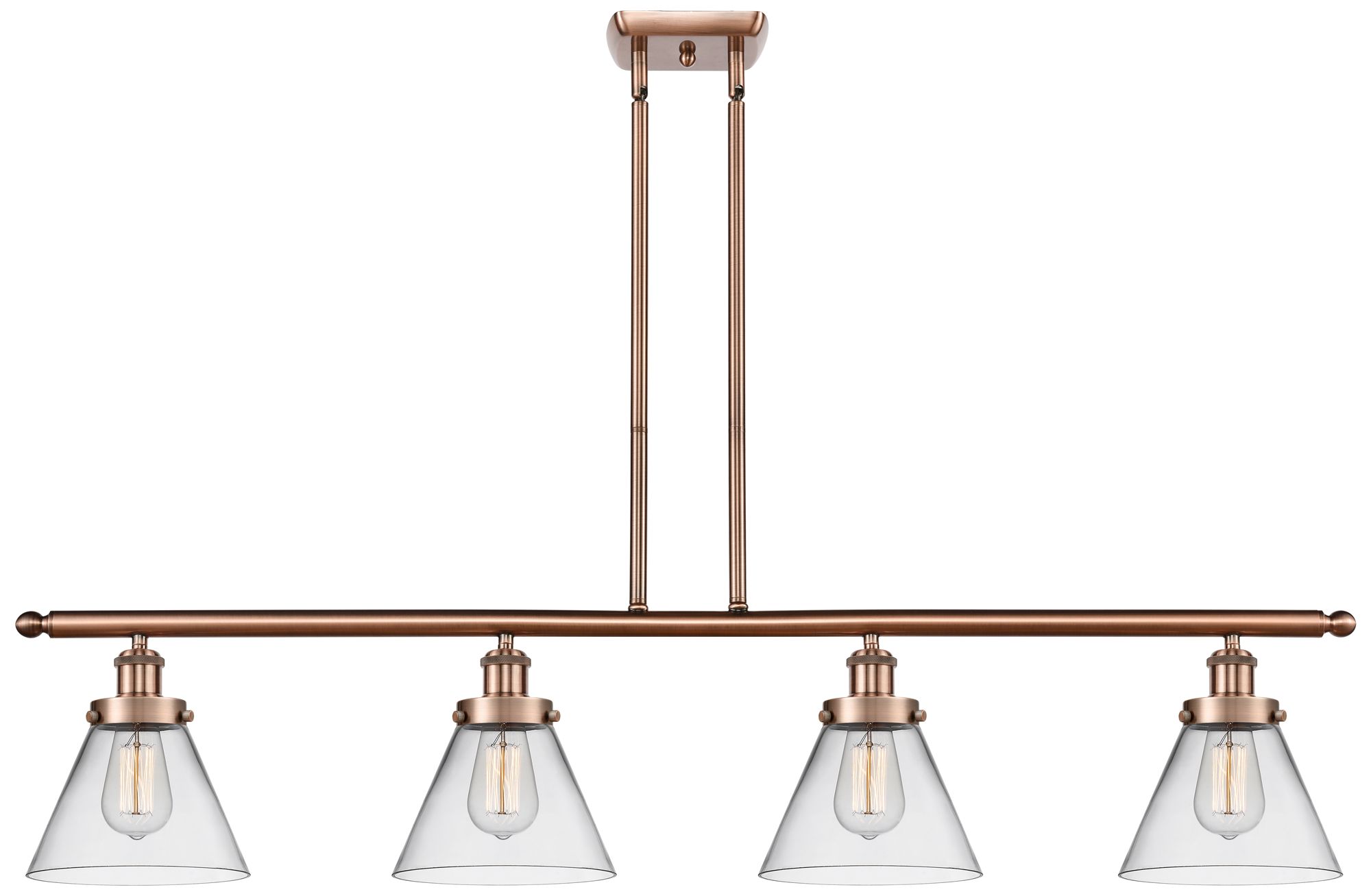 Innovations Lighting Cone 48" Wide 4 Light Copper Island Light W/ Clear Shade
