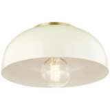 Mitzi Avery 11&quot; Wide Cream and Aged Brass Modern Luxe Ceiling Light