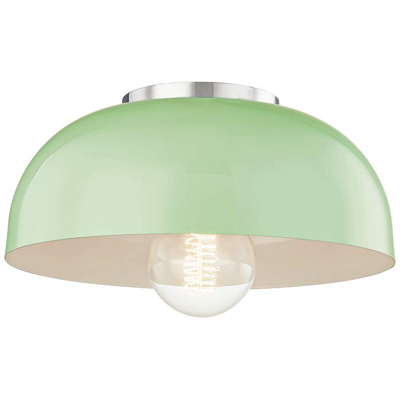 Mitzi Avery 11&quot;W Polished Nickel Ceiling Light w/ Mint Shade