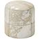 Natural Reflections Silver and White Leather Round Ottoman