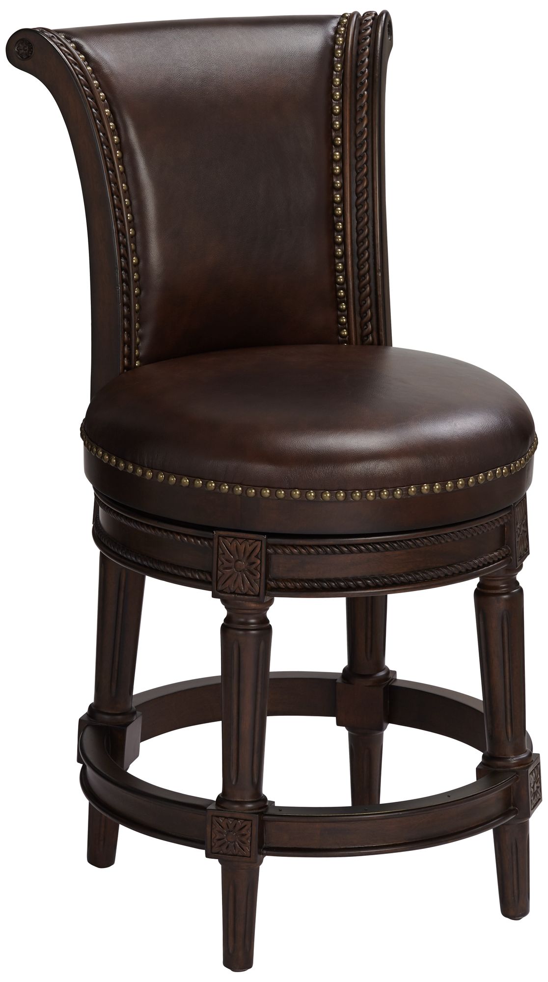 Addison 24 1/2" Espresso Leather Swivel Counter Stool 47C18 Lamps Plus