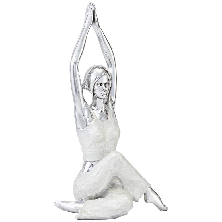 Gomukhasana Cow Face Yoga Pose 16 1/2&quot; High Silver Sculpture