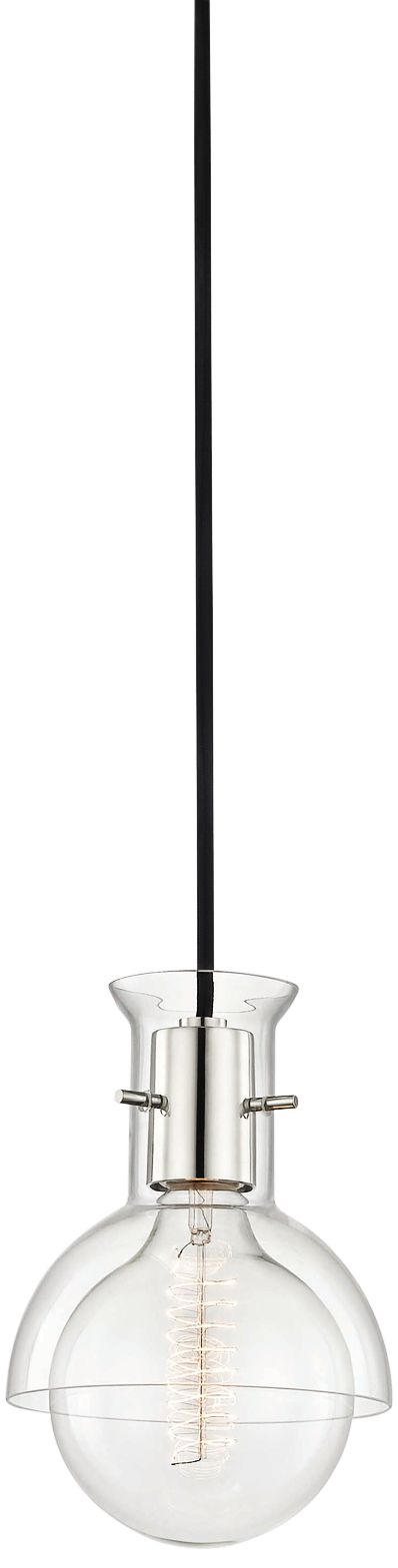 Riley 6 1/4"W Polished Nickel Mini Pendant w/ Clear Glass