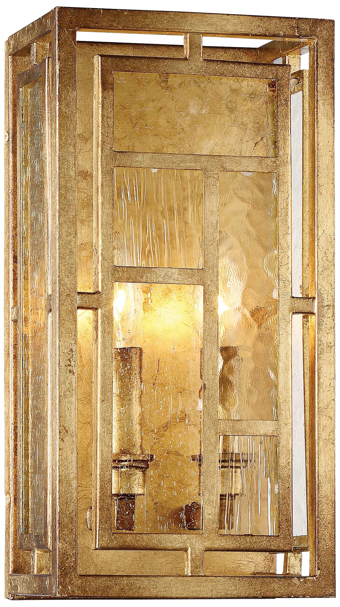 Edgemont Park 14" High Pandora Gold Leaf 2-Light Wall Sconce