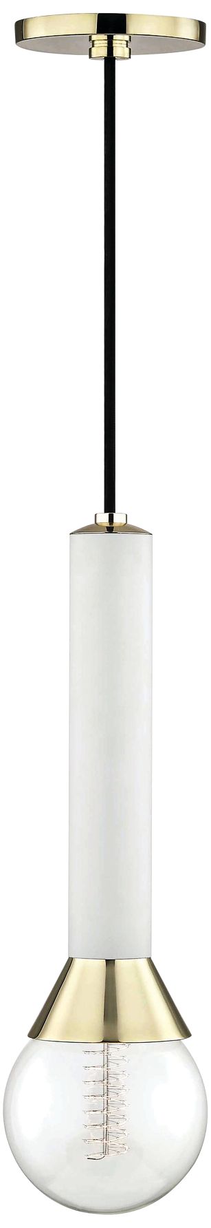 Mitzi Via 5" Wide Polished Brass and White Mini Pendant